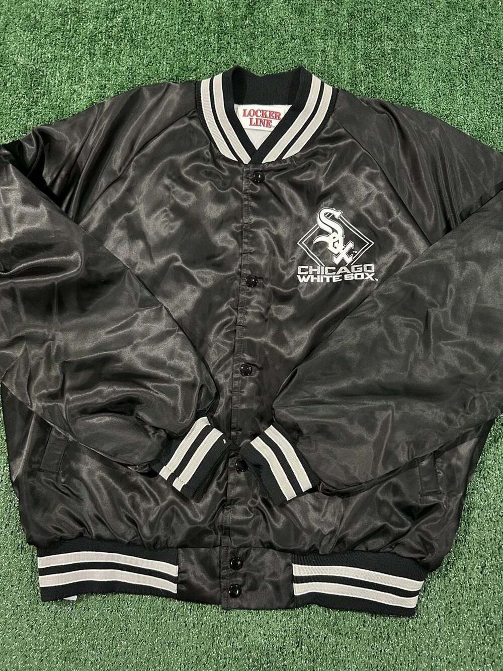 Vintage Chicago White Sox Satin Snap Jacket by Locker Line, Size XL, 1990s